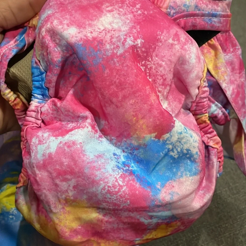 Dog Reuseable washable absorbent Ruffled Tie-Dyed Pink Purple Diaper bundle of 2